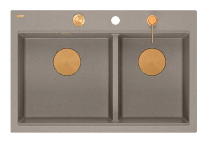 Quadri Hard Rock Dubbel Taupe Granit Påbyggnadsho 76x50 cm med Kopparplugg och tillbehör 1208971391