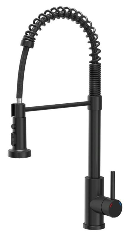 Quadri Redwick köksblandare i svart med halvflexibel utlopp och dusch med 2 strålstyrkor plus vattenstoppfunktion 1208971410