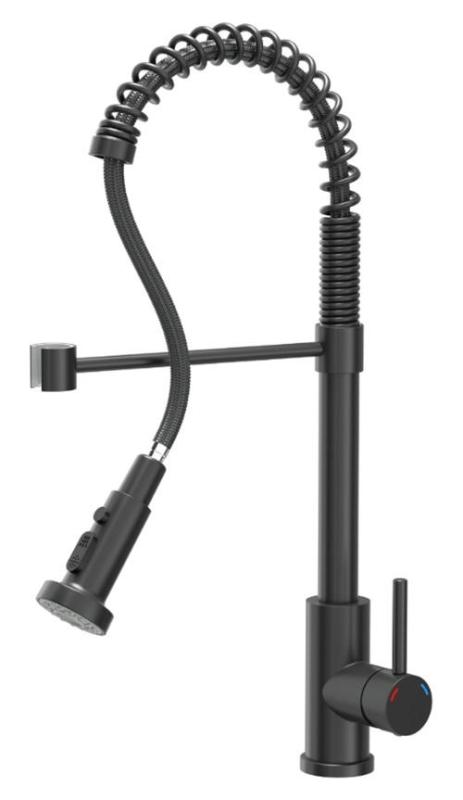 Quadri Redwick köksblandare i svart med halvflexibel utlopp och dusch med 2 strålstyrkor plus vattenstoppfunktion 1208971410