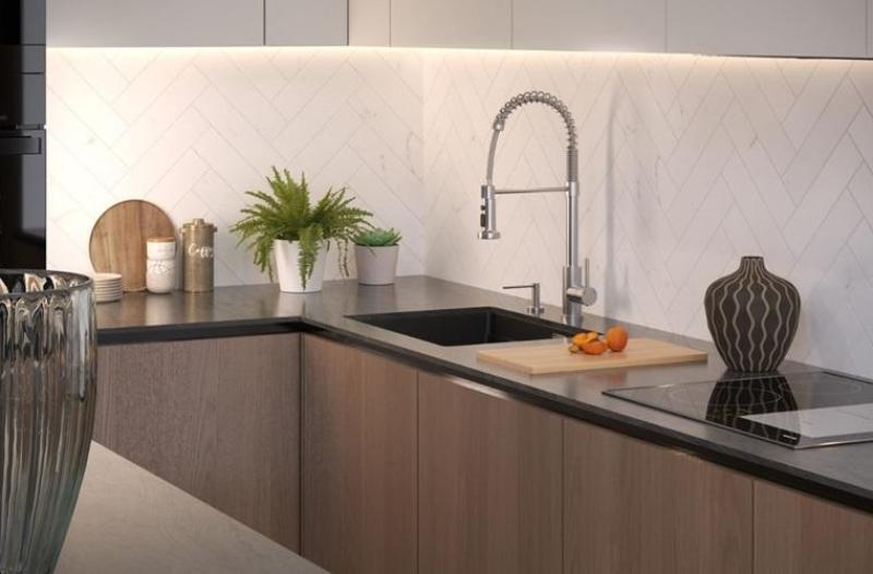 Quadri Redwick köksblandare i rostfritt stål med halvflexibel utlopp och dusch med 2 strålstyrkor plus vattenstopp-funktion 1208971411