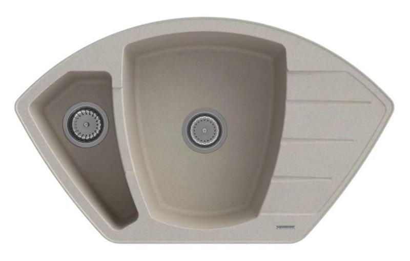 Graniteland Monte Granit beige Hörndiskbänk påbyggnad 901x538mm med Rostfritt stål Plug 1208971414