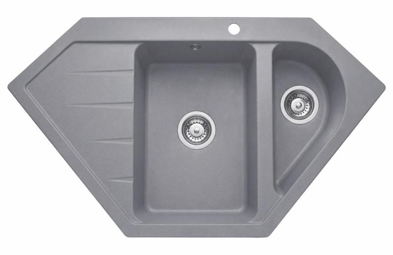 Graniteland Amiata Granitgrå hörnspis 955 x 489 mm med rostfritt stålplugg 1208971419