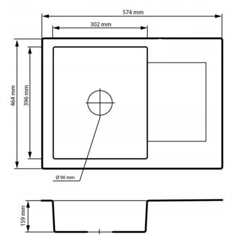 Graniteland Nex Granit svart diskho med avrinningsdel 574x464 mm 1208971428