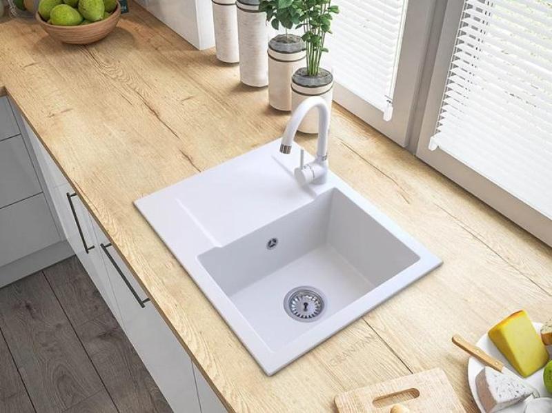 Graniteland Nex Granit vit diskho med avrinningsområde 574x464 mm 1208971430