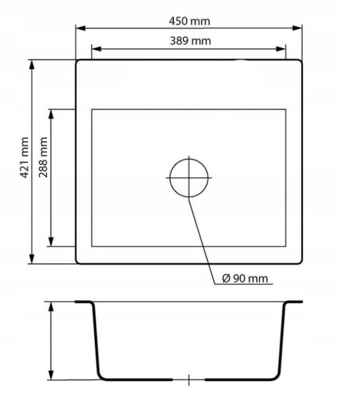 Graniteland Nera Granit Diskbänk 45x42 cm Grå Överbyggnad med Kranhålsbänk och Rostfritt Stål Plug 1208971436