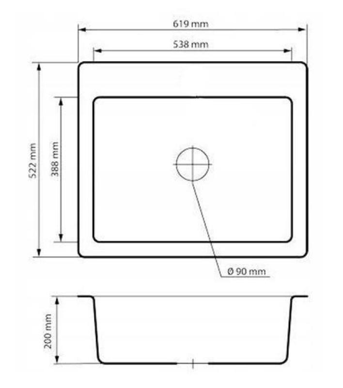 Graniteland Vastone Granit Diskbänk 619x522 mm Arduin hårdsten look Uppbyggnad med Kranhålsbänk och RVS Plug 1208971442