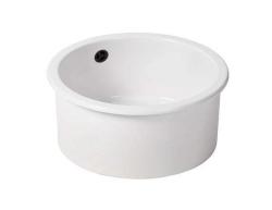 Ausmann Ceramic Ember Keramisk Vit Rund Diskbänk Överbyggnad och Underbyggnad med Svart plugg 1208971464