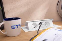 MULTISOFT Möbelsuttag 2x Uttag med Jordning, USB A+C, RJ45, Strömkabel med Stickkontakt, Vit