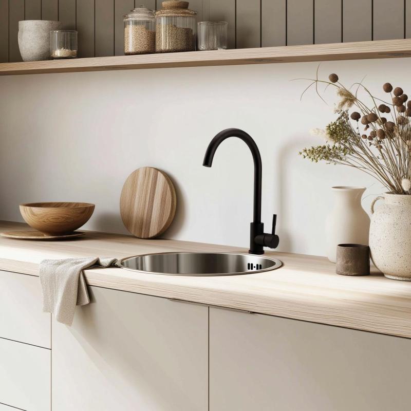 Pure.Sink Rondo RVS Rund Diskho planinbyggnad, underbyggnad och överbyggnad 38 cm PRN38-02