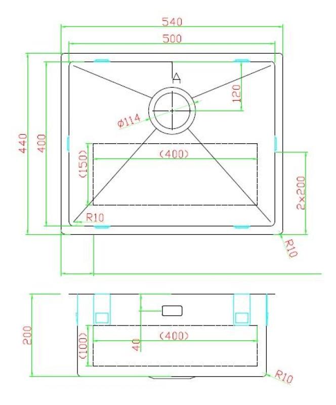 Pure.Sink Luxion rostfritt stål diskho 50x40 cm undermontering, planmontering och påbyggnad PLX5040-02