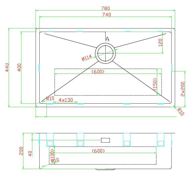 Pure.Sink Luxion Stor PVD svart diskho 74x40 cm undermonterad, infälld och påbyggd PLX7440-63