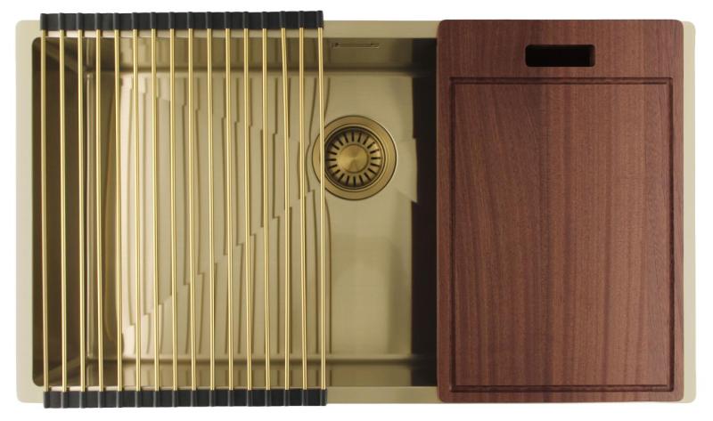 Pure.Sink Luxion Stor guldfärgad diskho 74x40 cm, undermonterad, planmonterad och påbyggd PLX7440-60