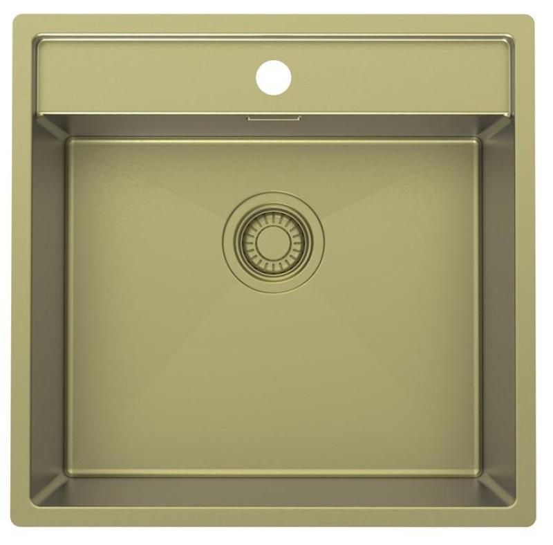 Pure.Sink Luxion Guld diskho 51x50 cm Kranvinge med kranhål PLX5150T-60