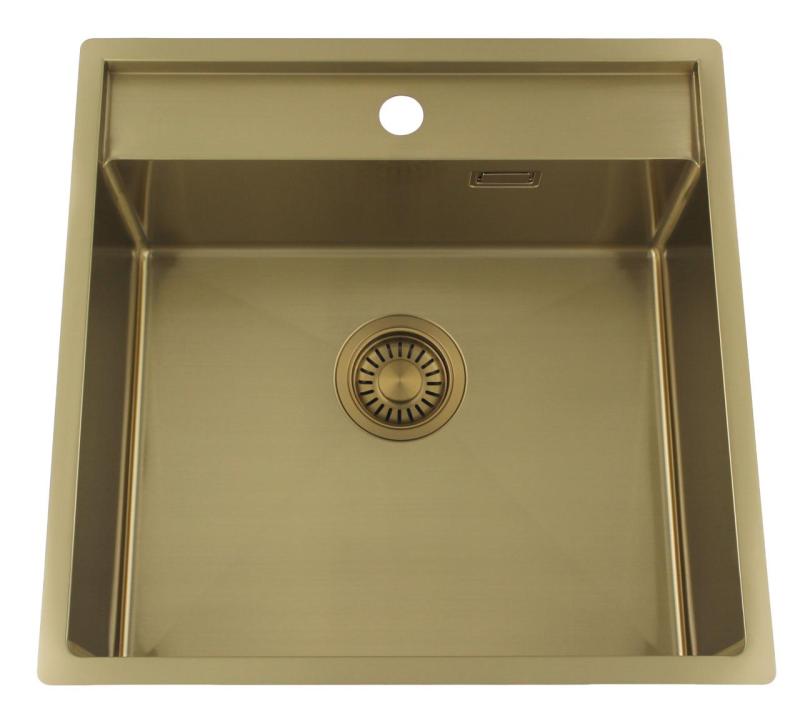 Pure.Sink Luxion Guldfärgad diskho 51x50 cm Tapwing med kranhål PLX5150T-60