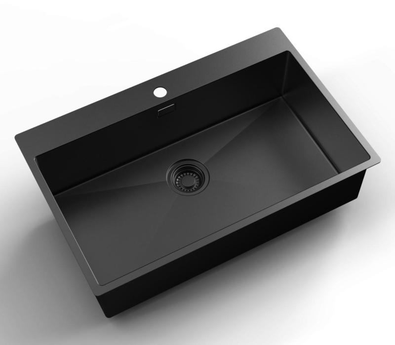 Pure.Sink Luxion PVD Stor svart diskho 78x50 cm Kranvinge med kranhål PLX7850T-63