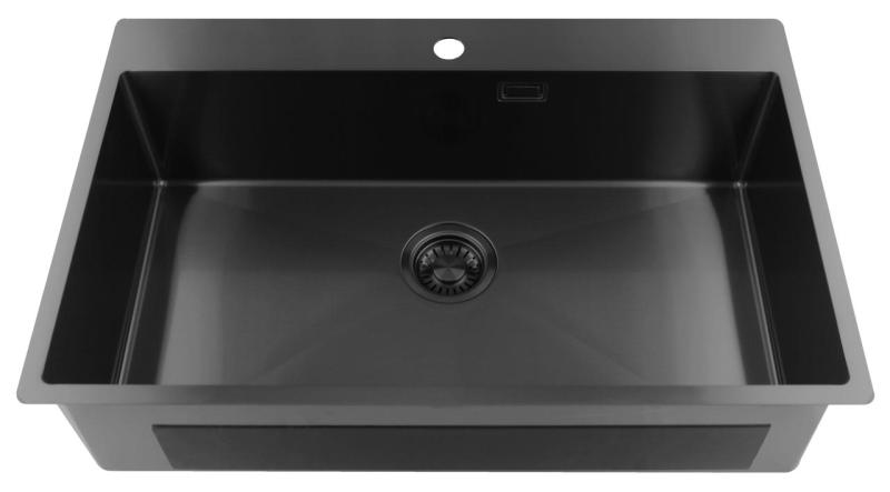 Pure.Sink Luxion Stor Gun metal diskbänk 78x50 cm Tapwing med kranhål PLX7850T-61