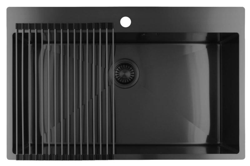 Pure.Sink Luxion Stor Gun metal diskbänk 78x50 cm Tapwing med kranhål PLX7850T-61