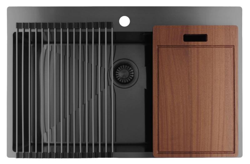 Pure.Sink Luxion Stor Gun metal diskbänk 78x50 cm Tapwing med kranhål PLX7850T-61