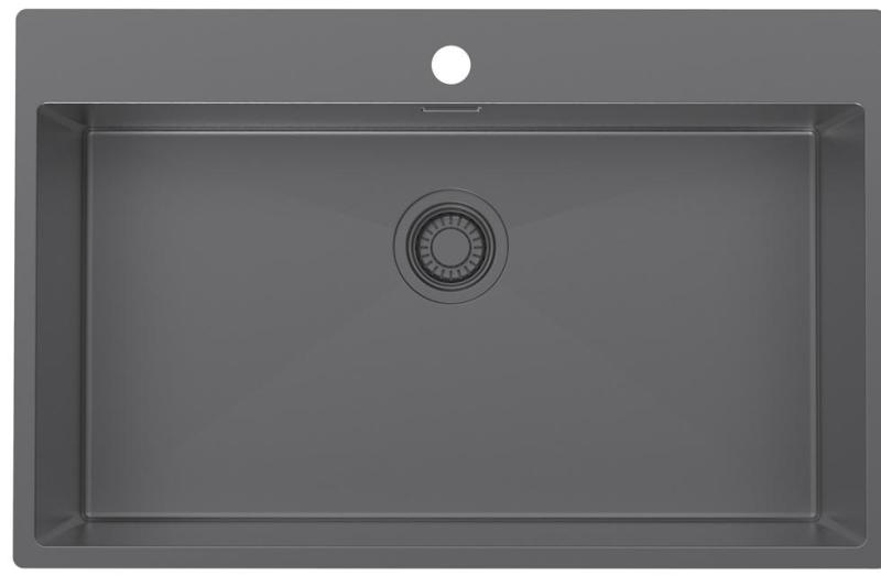 Pure.Sink Luxion Stor diskho i gun metal 78x50 cm Kranvinge med kranhålsbank PLX7850T-61