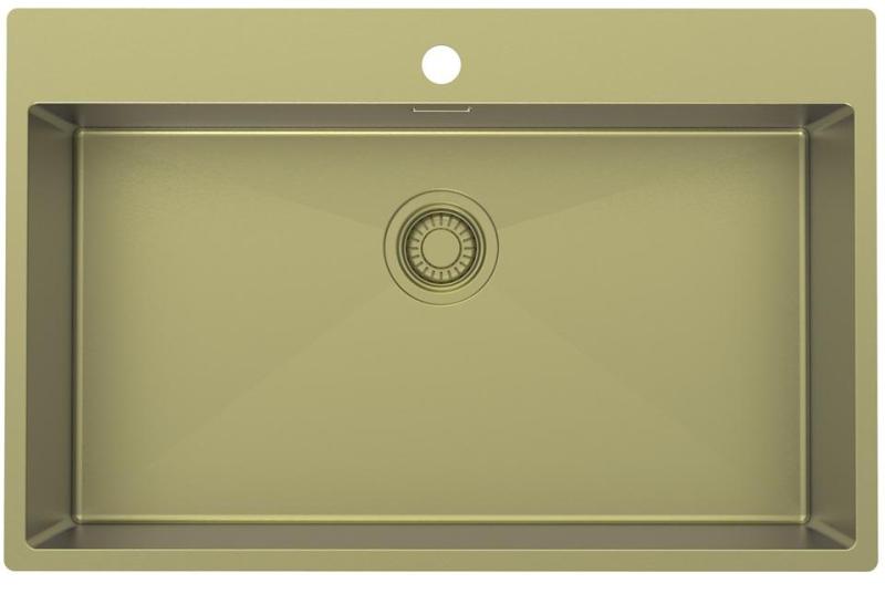 Pure.Sink Luxion Stor gulddiskho 78x50 cm Kranvinge med kranhål PLX7850T-60