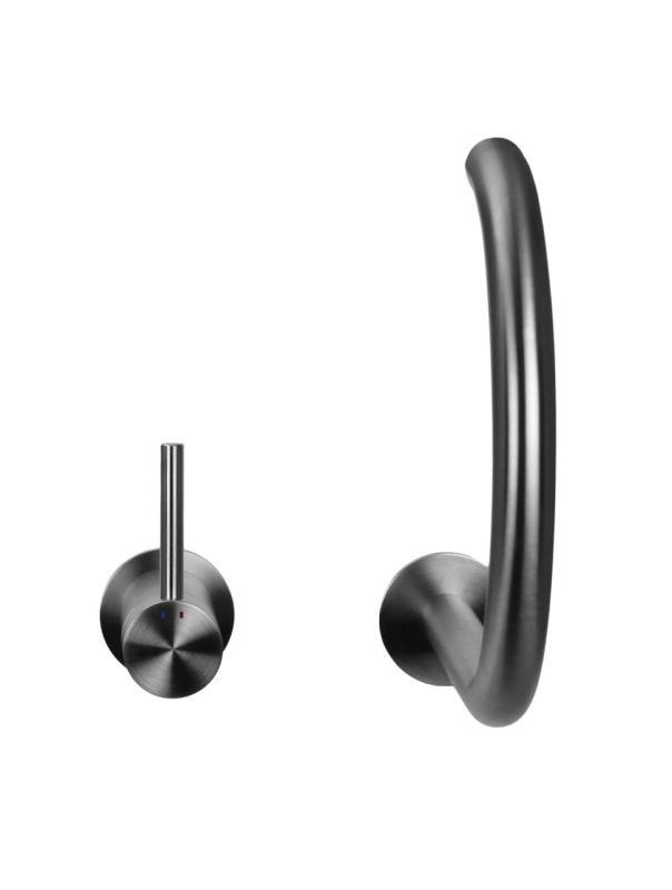 Pure.Sink Luxion 2-håls massiv rostfri köksblandare med rund utlopp PLX2HR-02