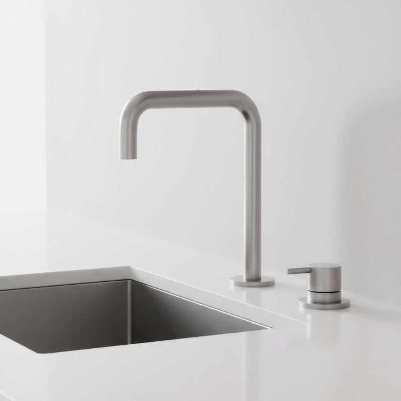 Pure.Sink Luxion 2-håls massiv rostfri köksblandare med U-utlopp PLX2HU-02