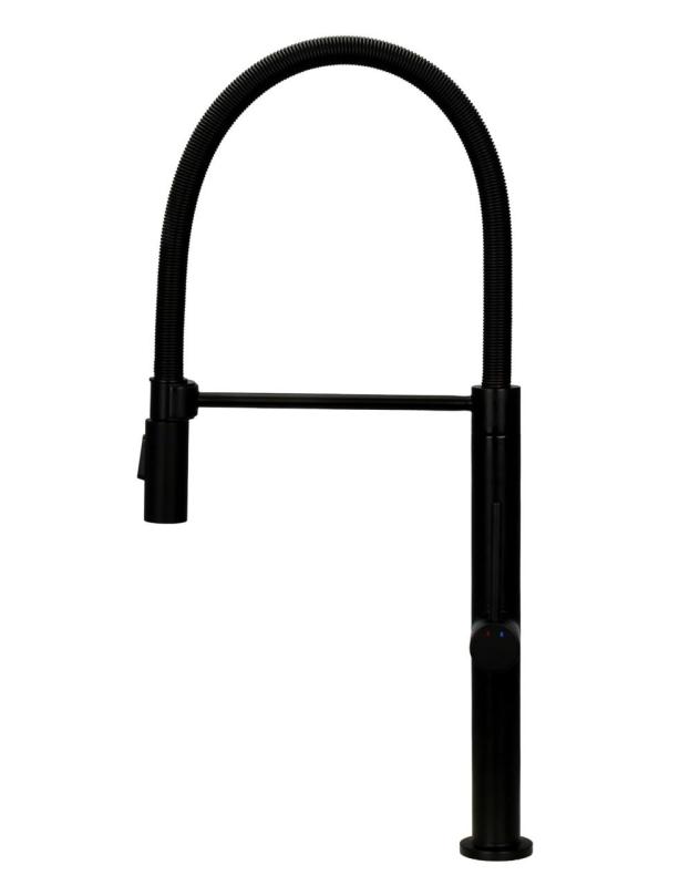 Pure.Sink Luxion Matt svart köksblandare Profi med flexibel utloppsrör och 2 strålformer PLXFLEX-10