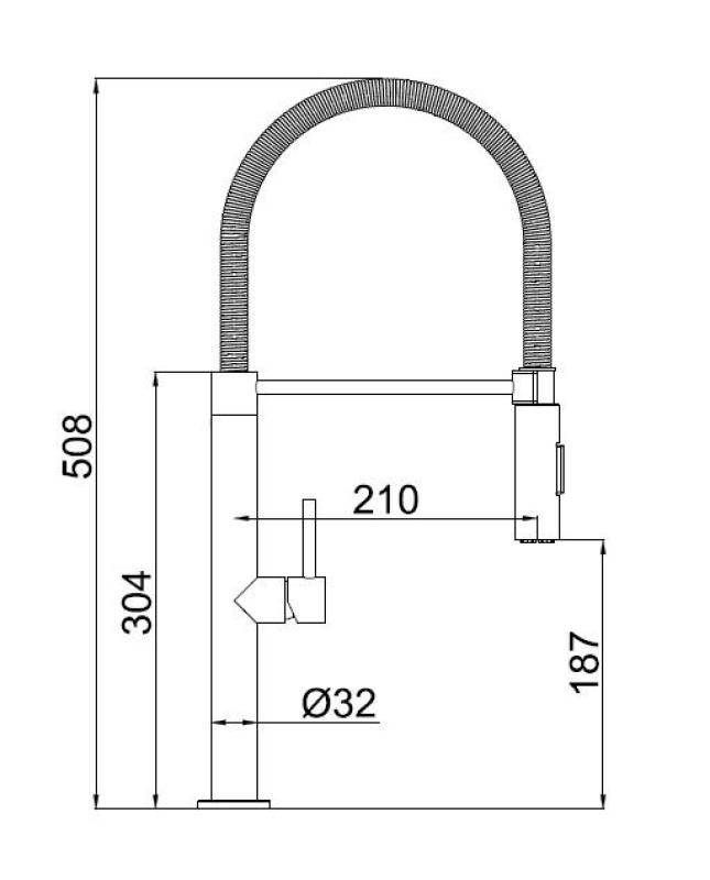 Pure.Sink Luxion Guldfärgad köksblandare med flexibel utloppsrör och 2 stråltyper PLXFLEX-60