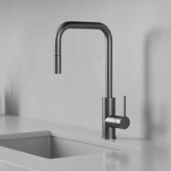 Pure.Sink Luxion Gun metal köksblandare square med utdragbart utlopp PLXSQUA-61