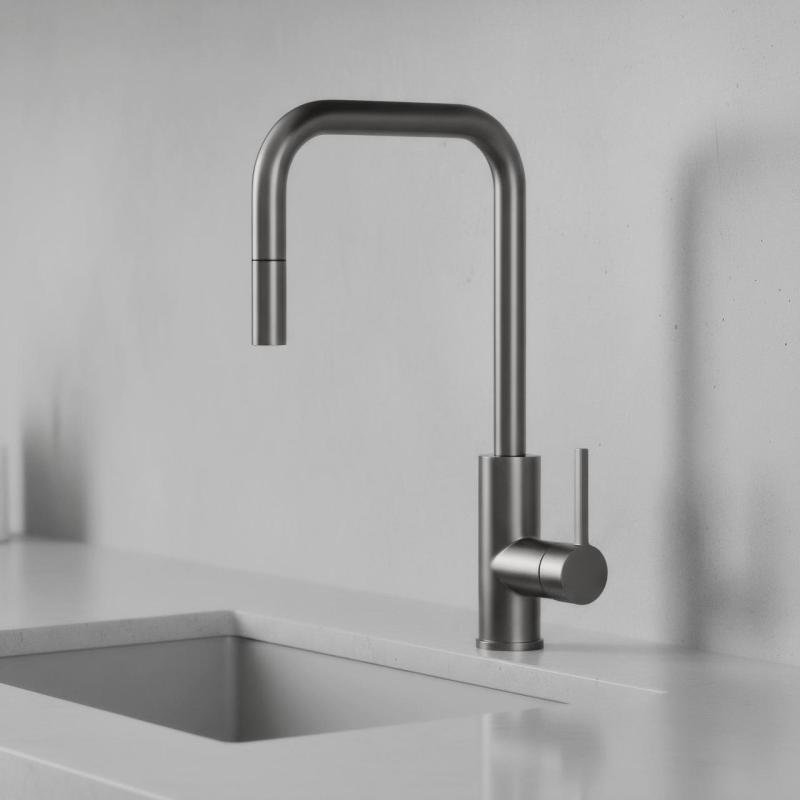 Pure.Sink Luxion Gun metal köksblandare square med utdragbart utlopp PLXSQUA-61