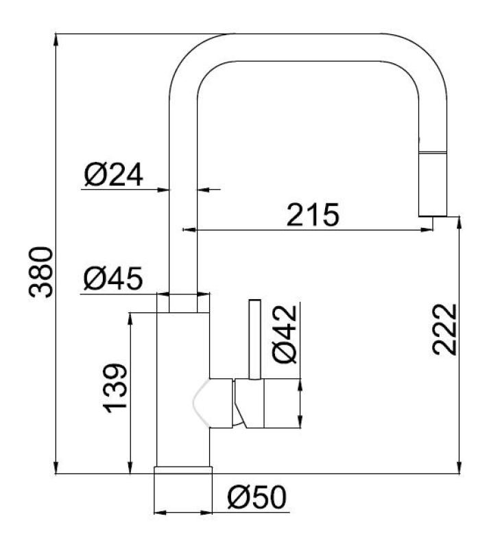 Pure.Sink Luxion Gun metal köksblandare square med utdragbart utlopp PLXSQUA-61