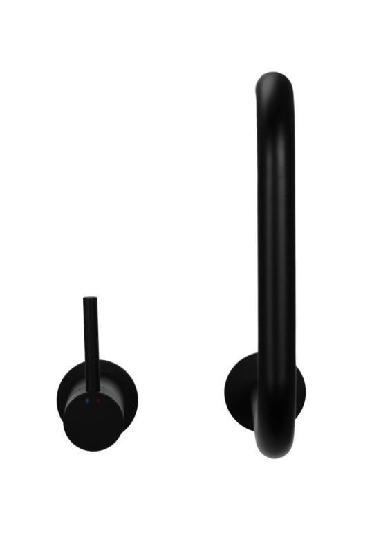 Pure.Sink Luxion 2-håls matt svart köksblandare med rund pip PLX2HR-10