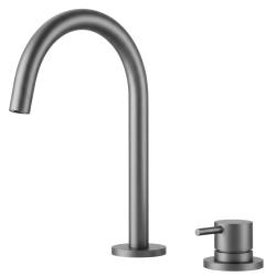 Pure.Sink Luxion 2-håls kran i gun metal med rund pip PLX2HR-61