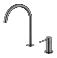 Pure.Sink Luxion 2-håls kran i gun metal med rund pip PLX2HR-61