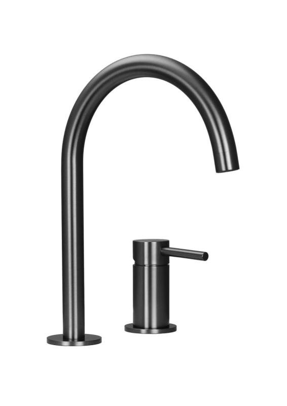 Pure.Sink Luxion 2-håls Gun metal köksblandare med rund pip PLX2HR-61