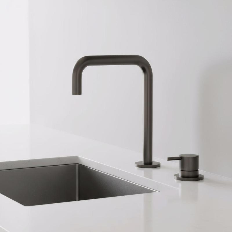 Pure.Sink Luxion 2-håls kran i gun metal med U-utlopp PLX2HU-61