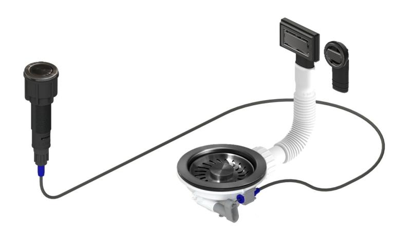 Granitemy Gun metal Avloppsset inklusive tryckknappavfall med plugg, plus rektangulär och rund överflöd 1208971745