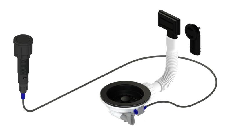 Granitemy Svart Avloppssats inklusive tryckknapp-avfall med plugg, plus rektangulär och rund överflöd 1208971746