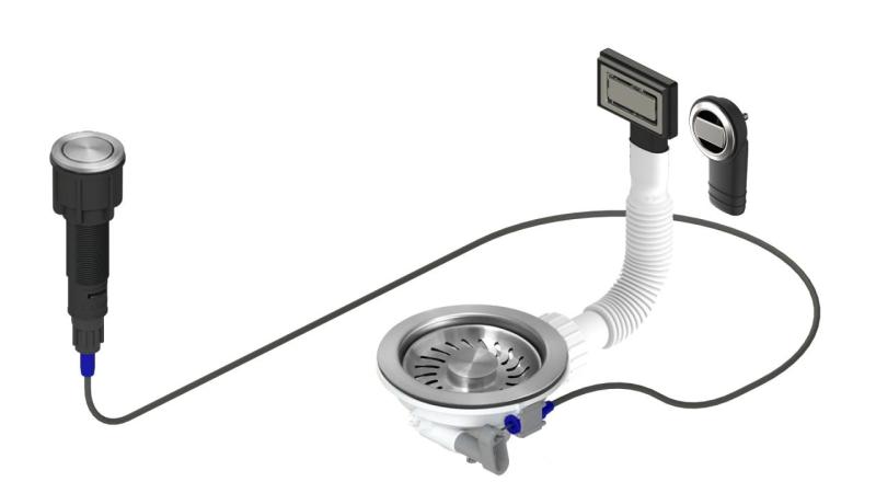 Granitemy RVS Avloppsset inklusive tryckknapp-avfall med plugg, plus rektangulär och rund överflöd 1208971748