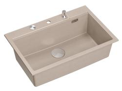 Quadri Hard Rock Beige granit överbyggnad stor diskbänk 76x50cm inklusive rostfritt stål plug och tillbehör 1208971751