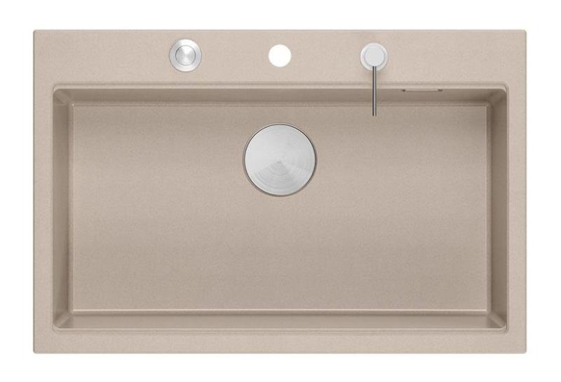 Quadri Hard Rock Beige granit överbyggnad stor diskbänk 76x50cm inklusive rostfritt stål plug och tillbehör 1208971751