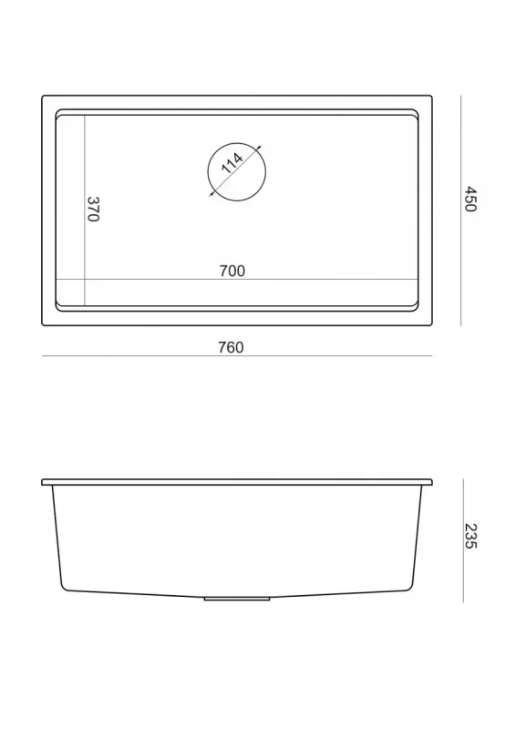 Quadri Newport II stor och djup diskbänk i granit för både överbyggnad och underbyggnad, beige diskbänk 76x45cm med kopparplugg 1208971758