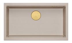 Quadri Newport II stor och djup diskho i granit för påbyggnad och underbyggnad beige diskho 76x45cm med guldplugg 1208971759