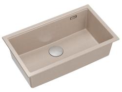 Quadri Newport II stor och djup diskho i granit för påbyggnad och underbyggnad Beige diskho 76x45cm med rostfritt stålplugg 1208971760
