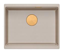 Quadri Newport II granit undermonterad beige diskho 560x450mm med kopparkork och avloppshatt 1208971764

