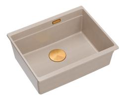 Quadri Newport II granit undermonterad beige diskho 560x450mm med kopparkork och avloppshatt 1208971764
