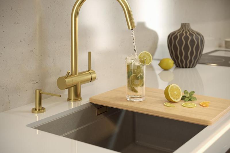 Quadri Newport II granit undermonterad beige diskho 560x450mm med kopparkork och avloppshatt 1208971764
