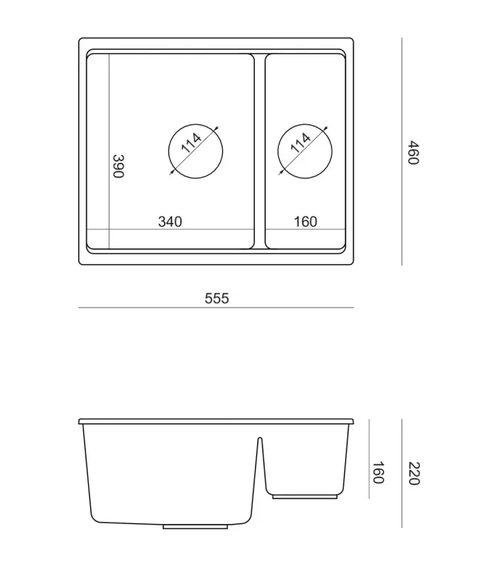 Quadri Newport II beige 1,5 diskho granit påbyggnad och underbyggnad diskho 555x460mm med koppar plugg 1208971767