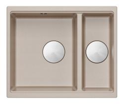 Quadri Newport II beige 1,5 diskho granit ovanpå och inbyggd diskho 555x460mm med rostfritt stål plugg 1208971769