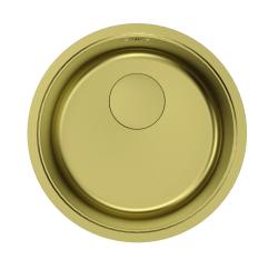 Pure.Sink Rondo Guldfärgad rund diskho för infälld, undermonterad och påbyggd installation, 37 cm RD375-Gold